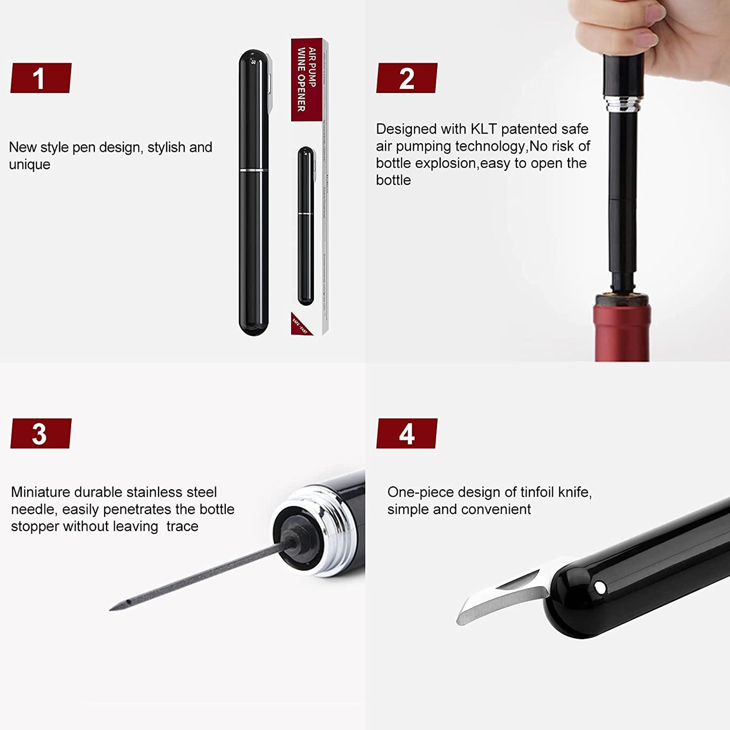 Air Pump Wine Bottle Opener with Foil Cutter