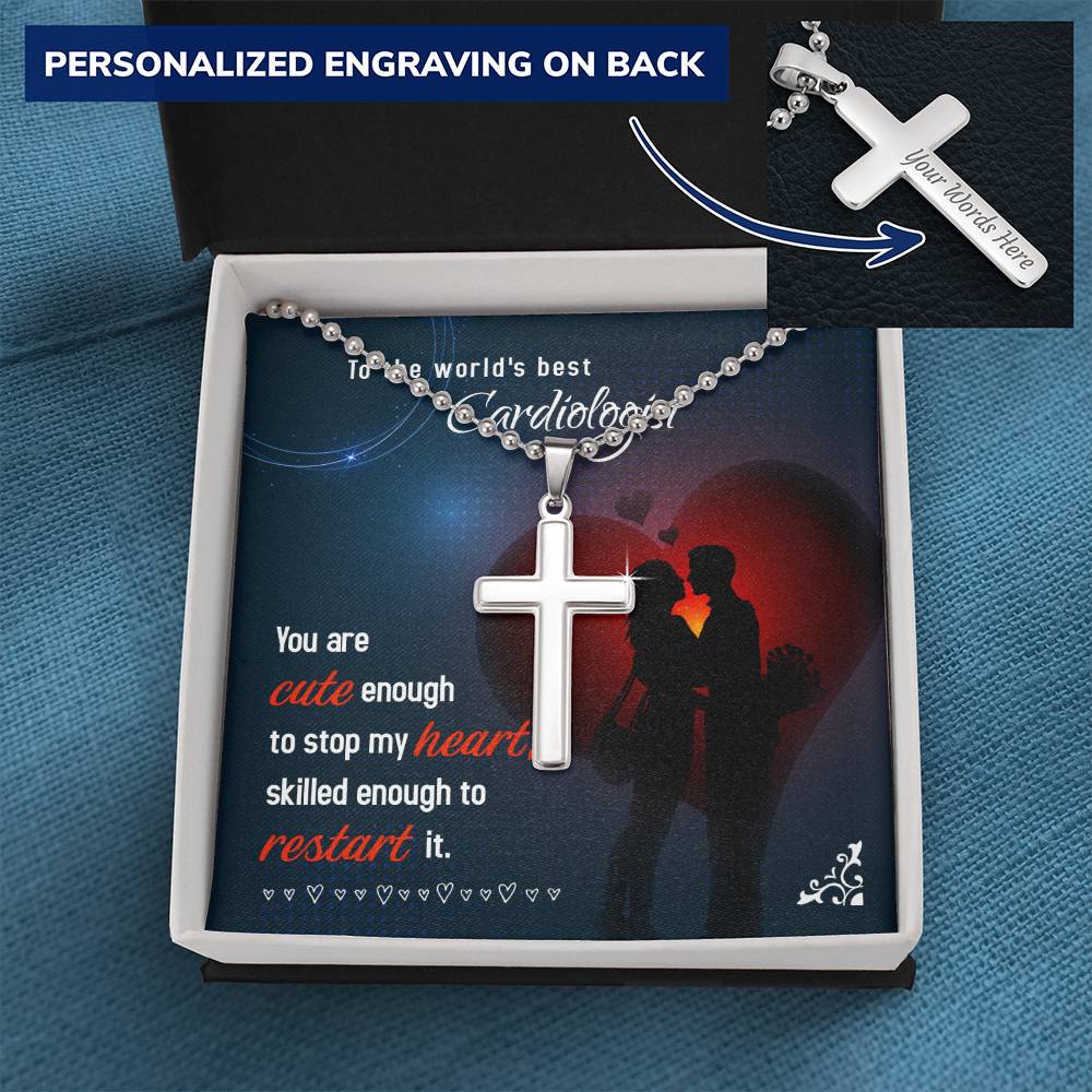 Cardiologist Cross Necklace - Personalized