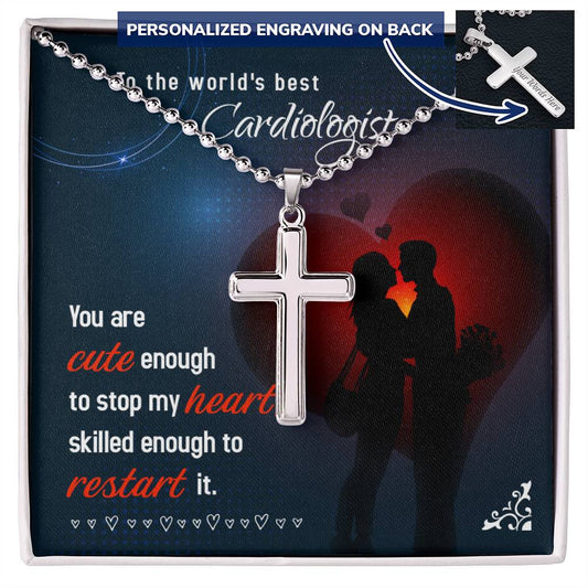 Cardiologist Cross Necklace - Personalized