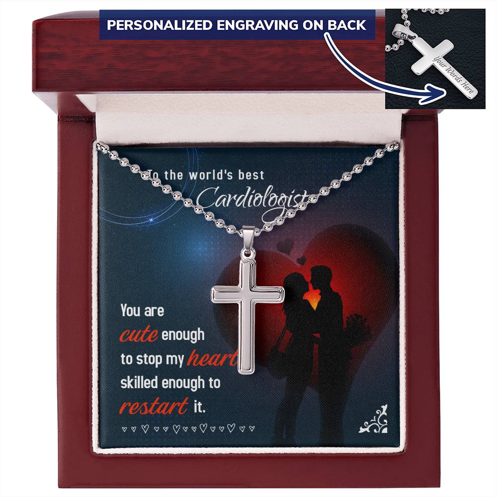 Cardiologist Cross Necklace - Personalized