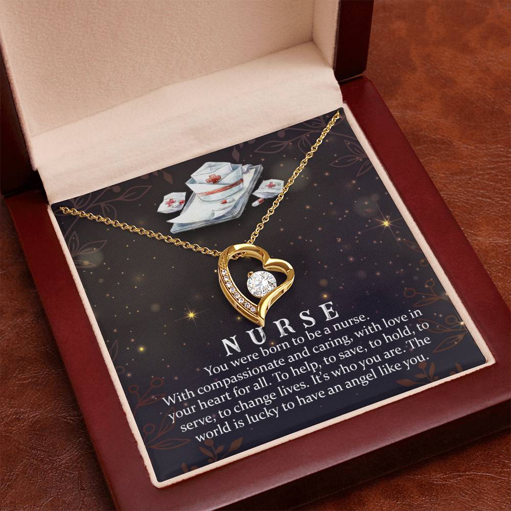 Nurse is an Angel CZ Heart Necklace