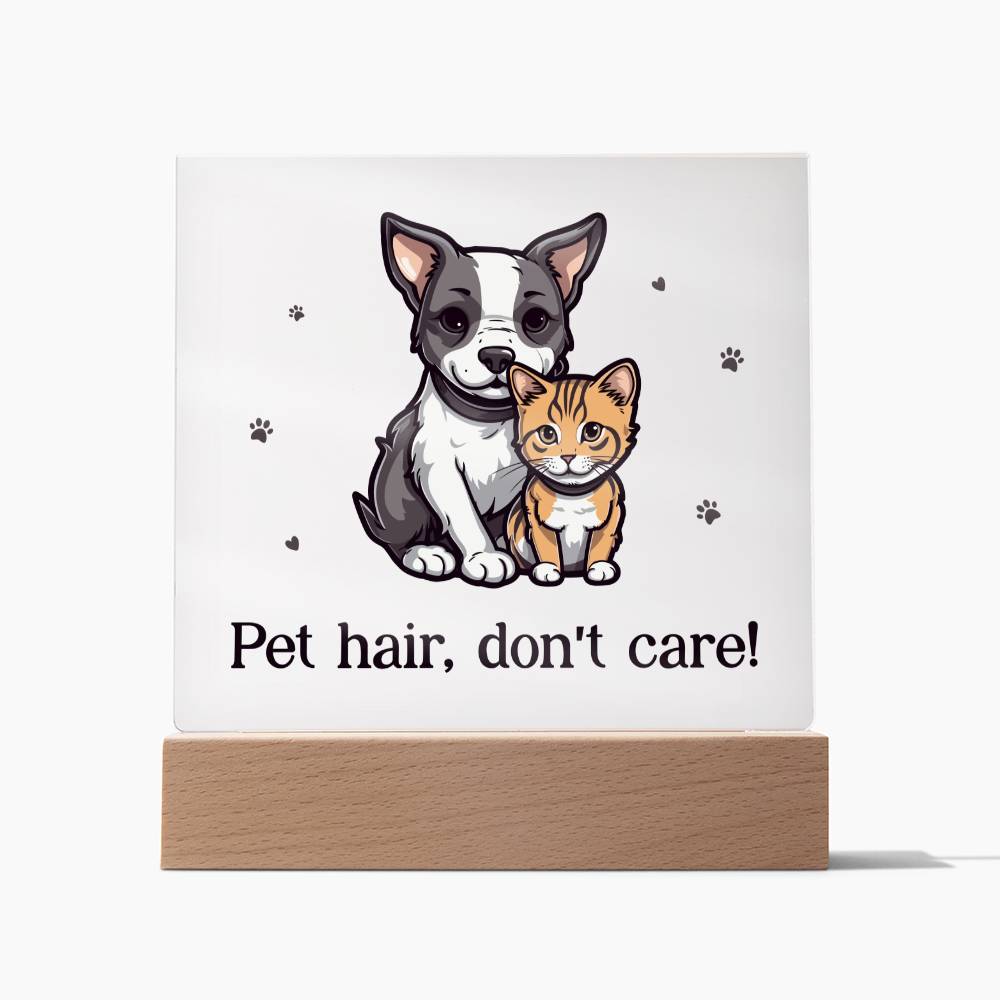 "Pet hair don't care" acrylic plaque