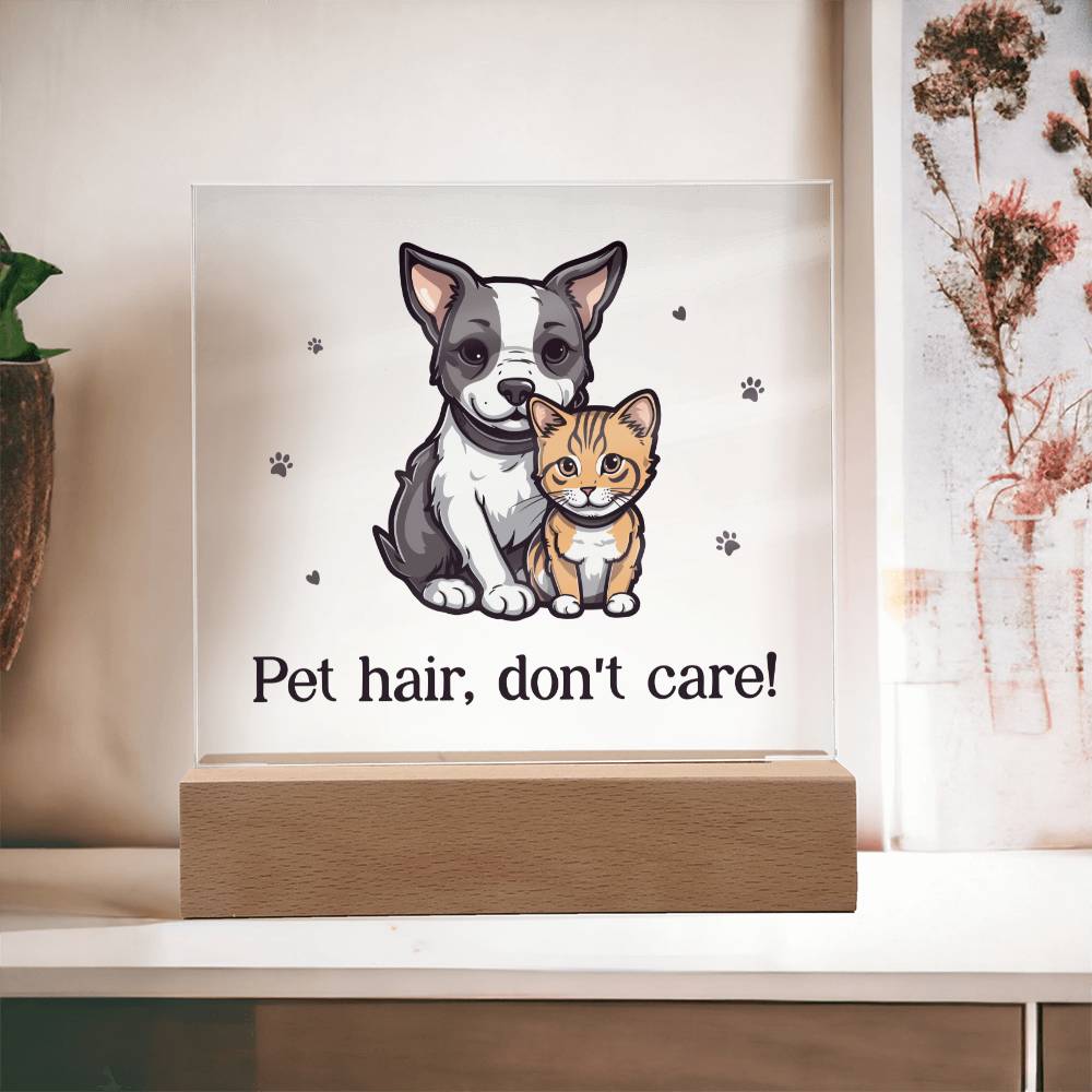 "Pet hair don't care" acrylic plaque