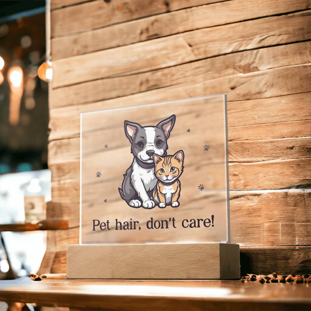 "Pet hair don't care" acrylic plaque