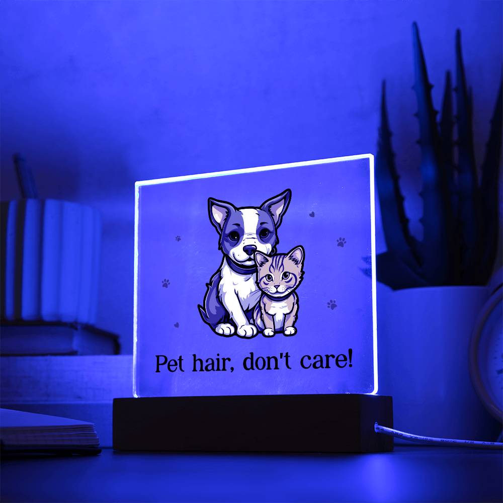 "Pet hair don't care" acrylic plaque