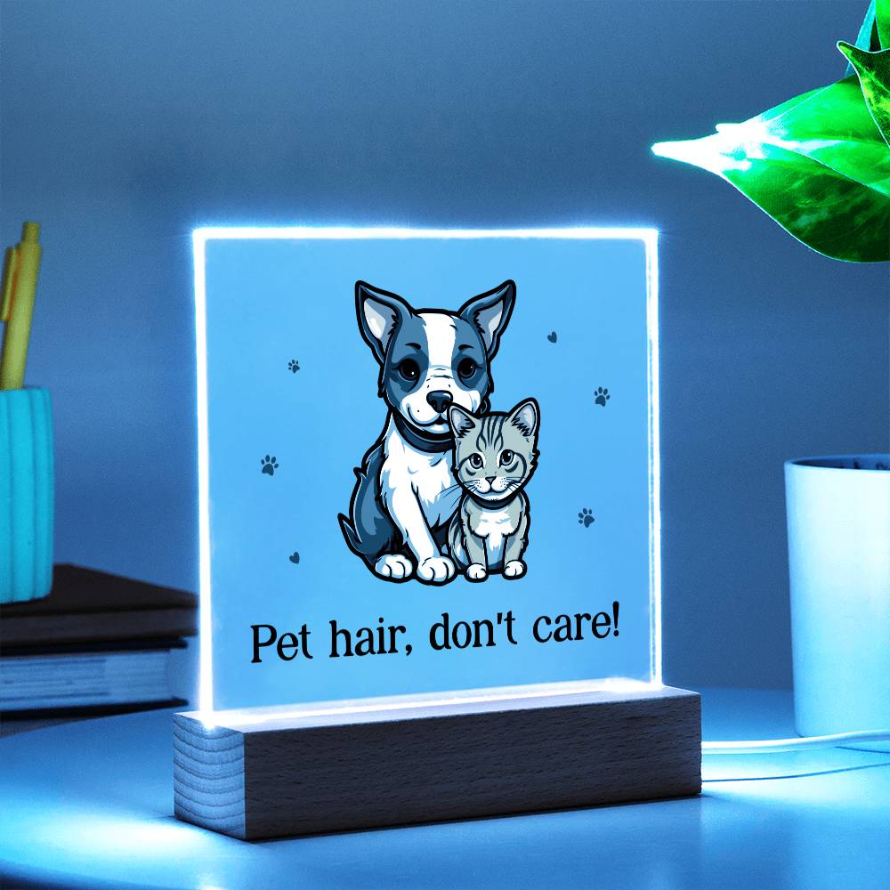 "Pet hair don't care" acrylic plaque
