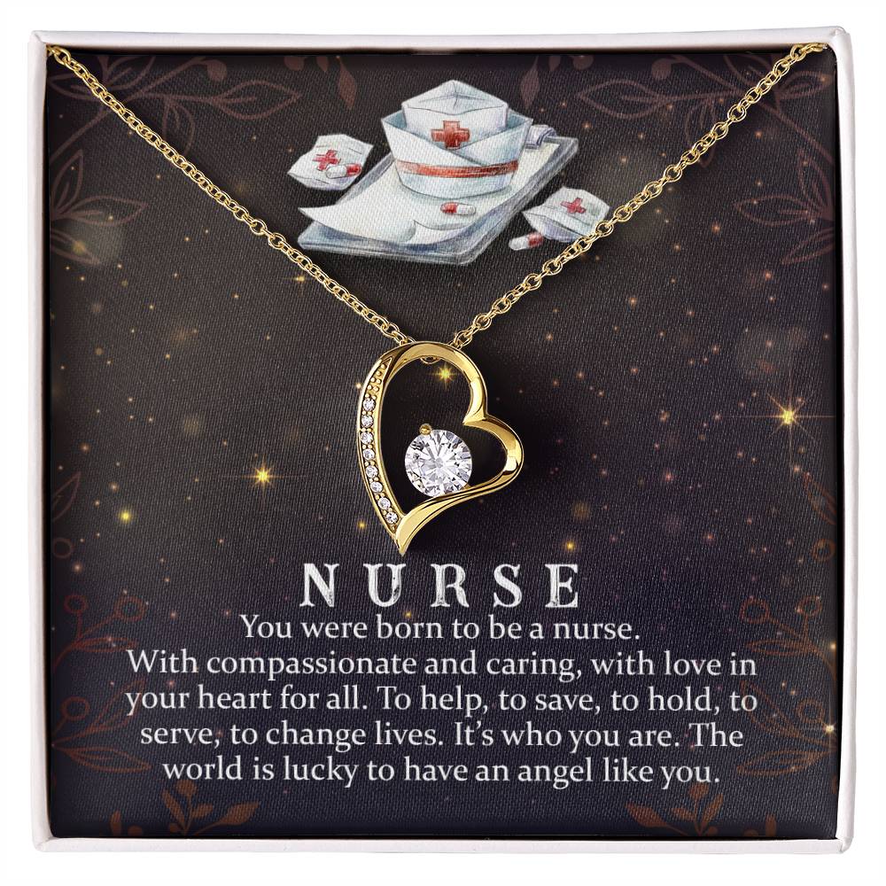Nurse is an Angel CZ Heart Necklace