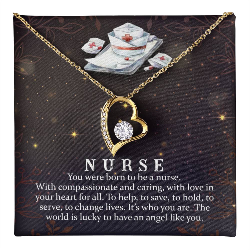 Nurse is an Angel CZ Heart Necklace