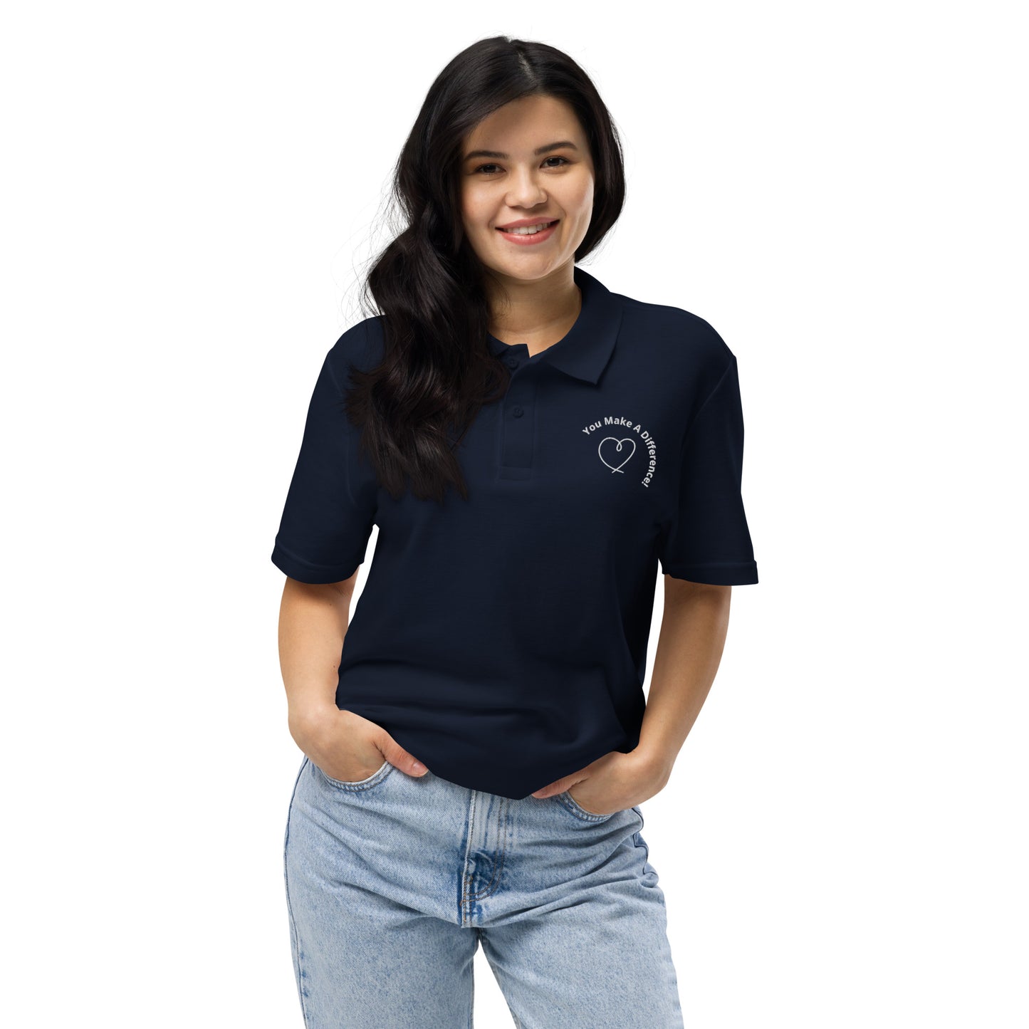 "You Make A Difference" embroidered unisex polo shirt