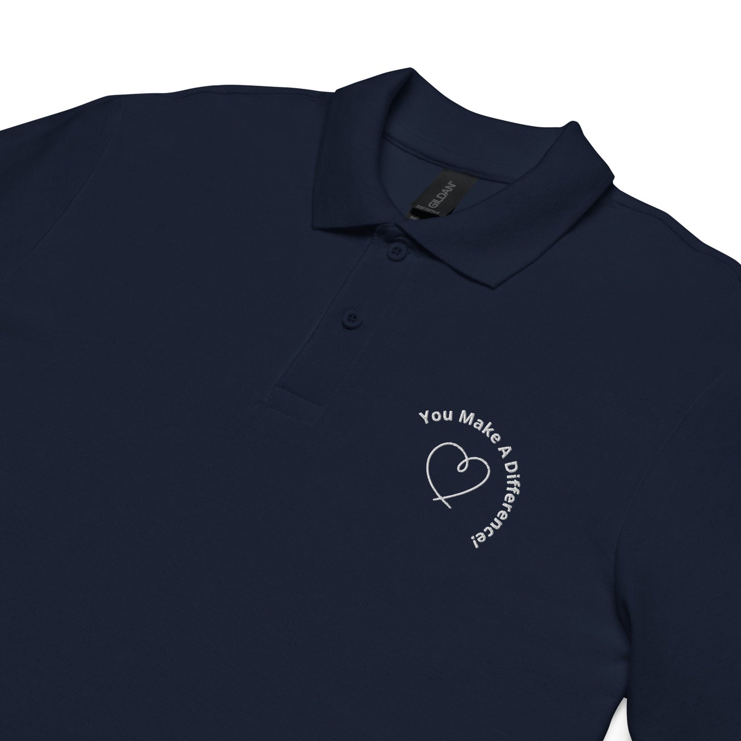 "You Make A Difference" embroidered unisex polo shirt