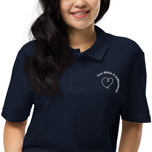 "You Make A Difference" embroidered unisex polo shirt