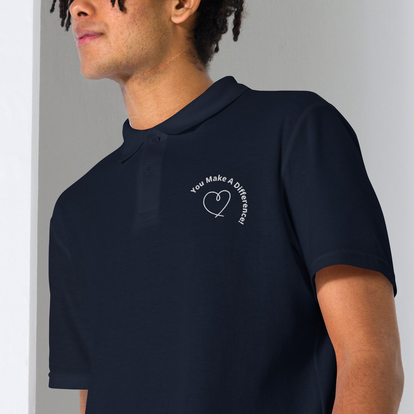 "You Make A Difference" embroidered unisex polo shirt