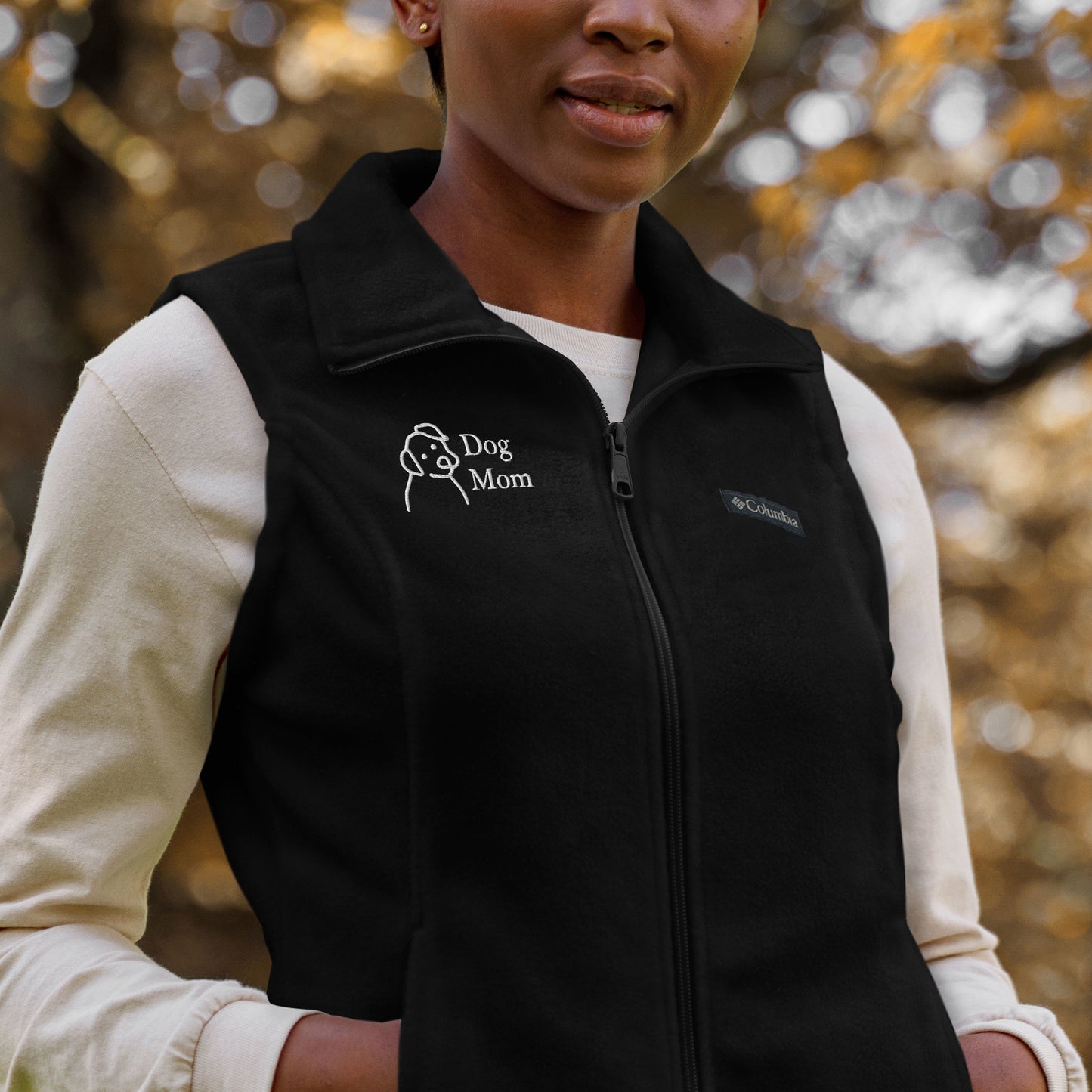 Women’s Columbia embroidered "Dog Mom" fleece vest