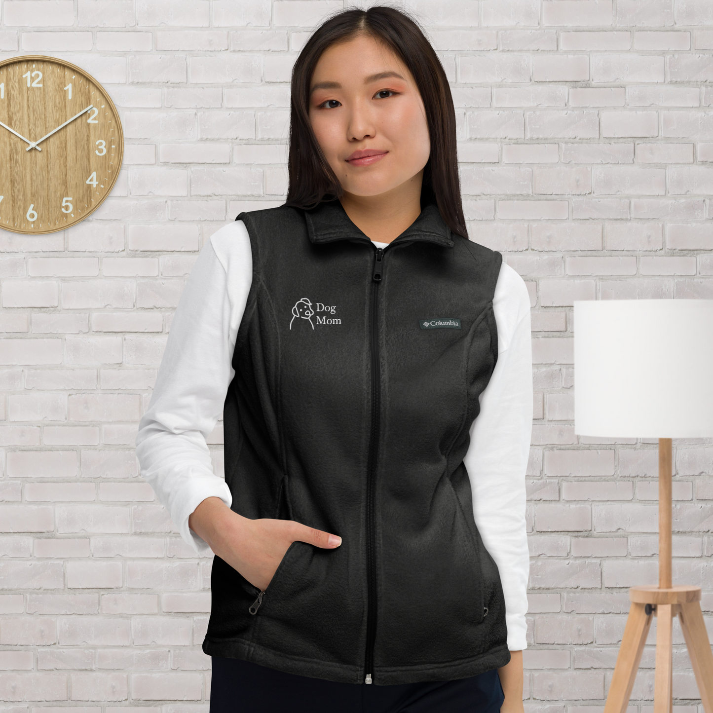 Women’s Columbia embroidered "Dog Mom" fleece vest