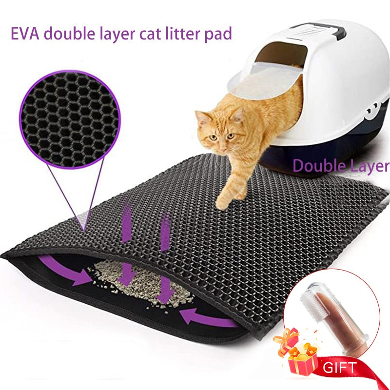 Cat Waterproof Litter Mat with a double-layer design