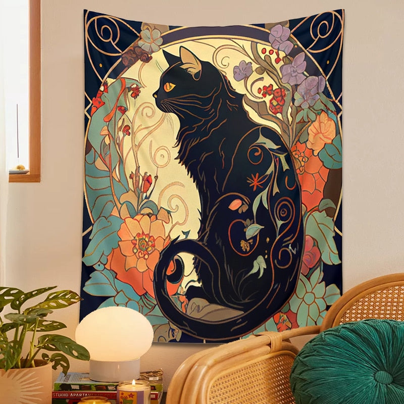 Psychedelic Cat Tapestry