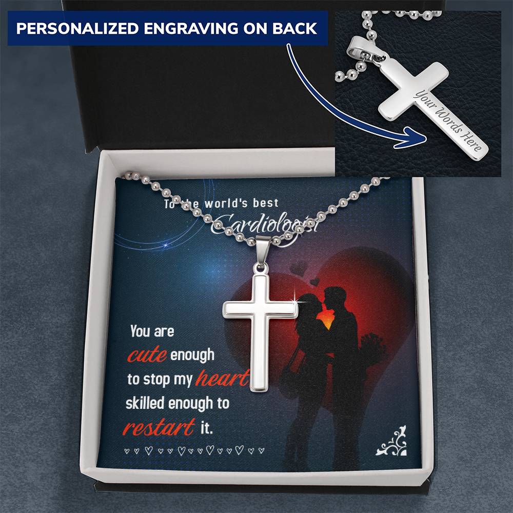Cardiologist Cross Necklace - Personalized