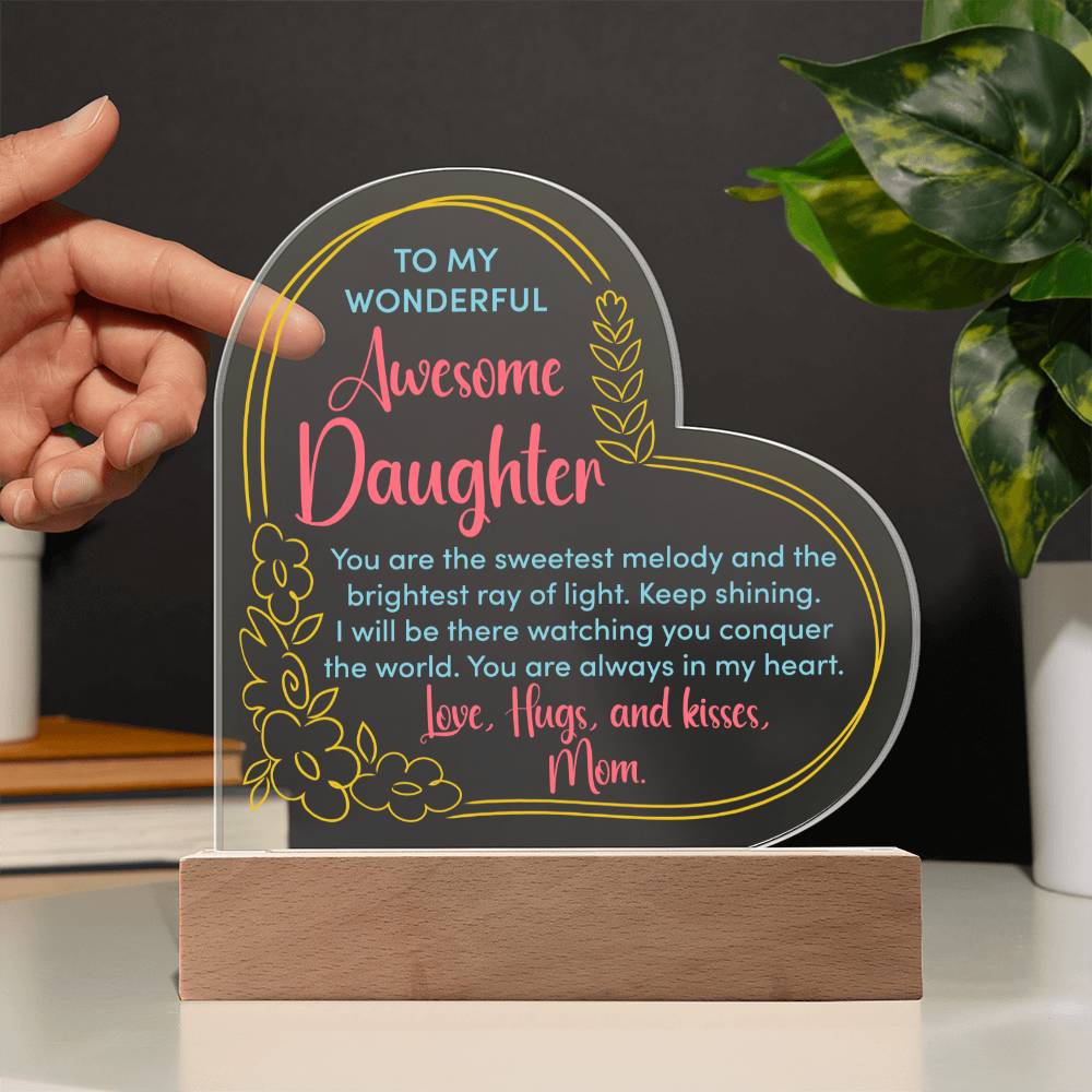 Awesome Daughter Acrylic Heart Plaque
