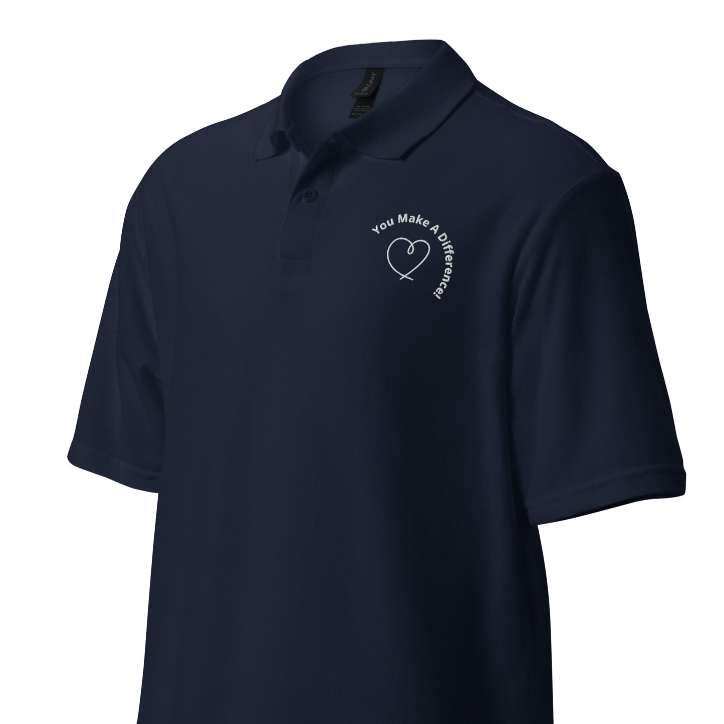"You Make A Difference" embroidered unisex polo shirt